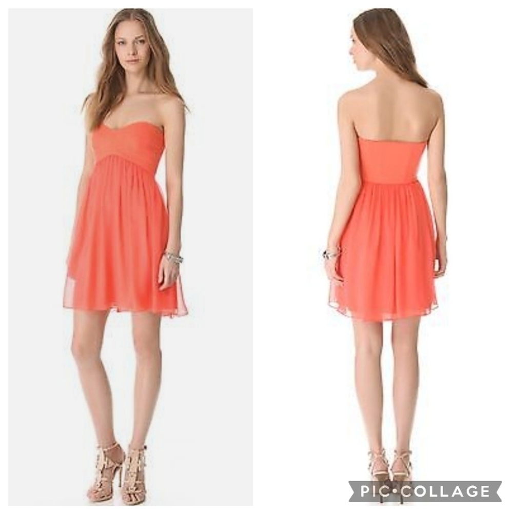 *Last Chance* DVF Diane Von Furstenberg Asti Short Silk Chiffon Dress Coral